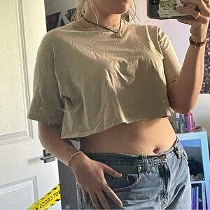 Cotton on tan oversized crop top